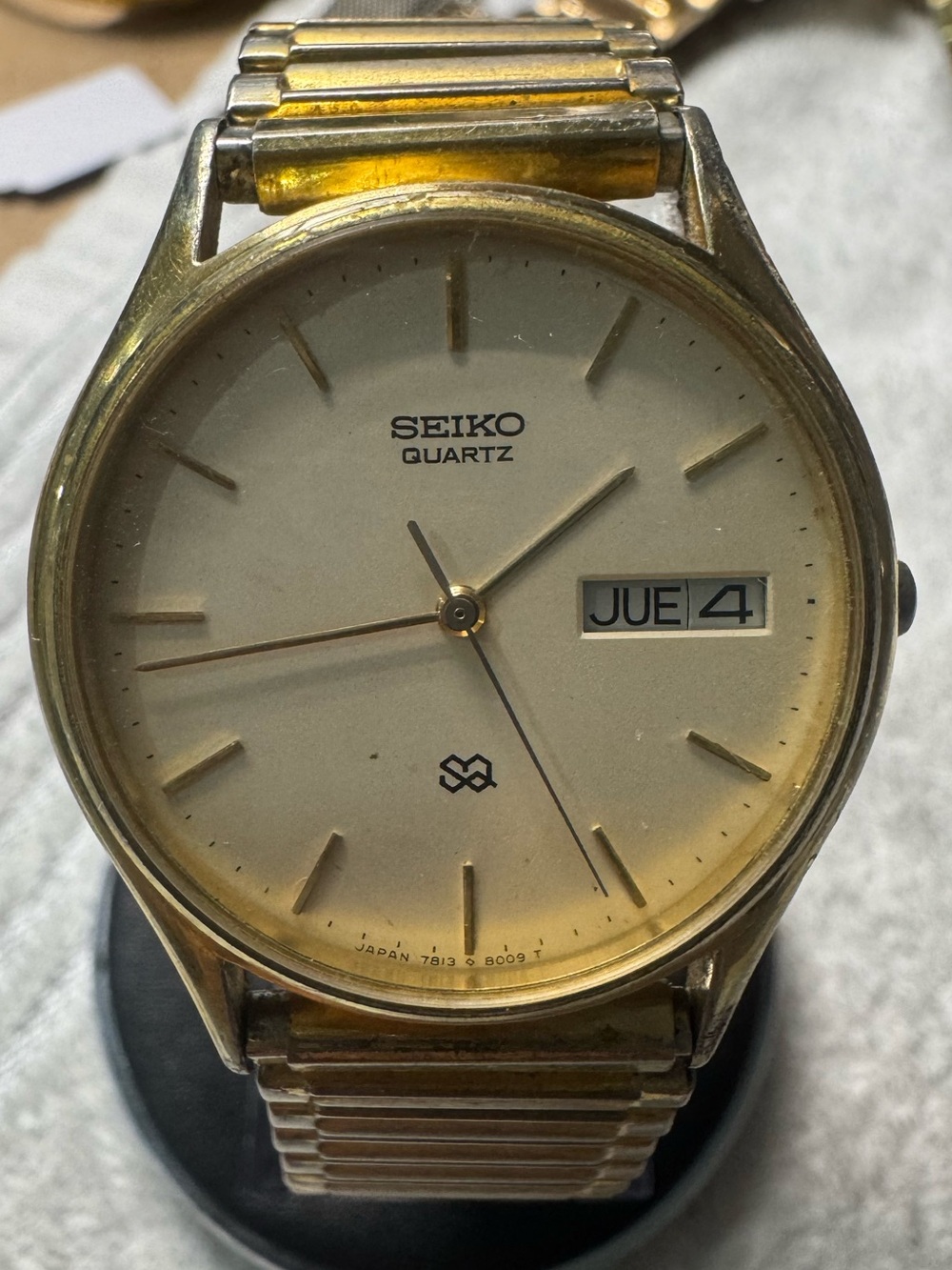 Seiko Gold Tone Watch with Cream Dial